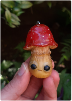 Mushroom Being Amulet 18 - Green Red | Magical Creature Pendant - buy online