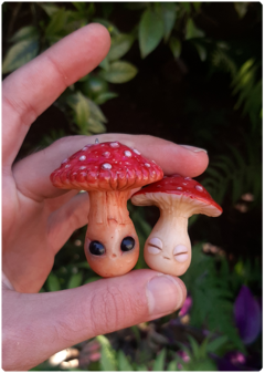 KIT 2 Mushroom Beings Amulets 19 and 20 | Magical Creatures Pendants - buy online