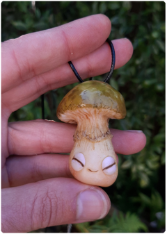 Mushroom Being Amulet 03 - Green | Magical Creature Pendant on internet