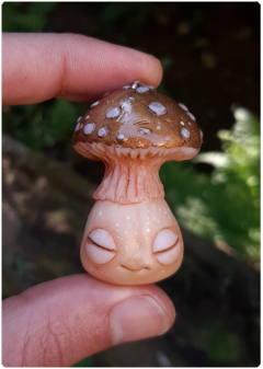 Mushroom Being Amulet 25 - Golden | Magical Creature Pendant