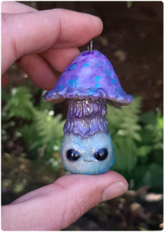 Mushroom Being Amulet 06 - Bluish purple | Magical Creature Pendant - online store