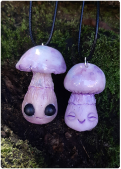 KIT 2 Mushroom Beings Amulets 09 and 10 | Magical Creatures Pendants