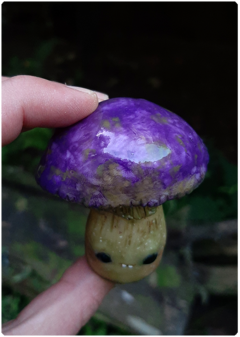 Collectible Miniature: Mushroom Being 13 - GreenPurple | Fungus Art Doll - buy online