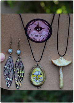 amulet kit mushroom fantasy earring fairy magic nature terratundra art gustavo floering