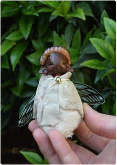 KIT 03 Mushroom Baby Fairy Art Doll + 2 pairs of Fairy Wings Earrings - buy online