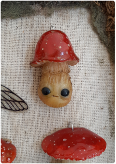 Mushroom Being Amulet 18 - Green Red | Magical Creature Pendant on internet