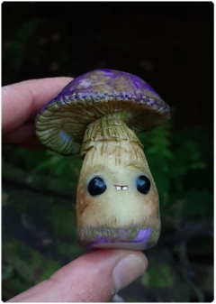 Collectible Miniature: Mushroom Being 13 - GreenPurple | Fungus Art Doll on internet