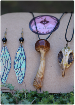 amulet kit mushroom fantasy earring fairyblack onyx magic nature terratundra art gustavo floering