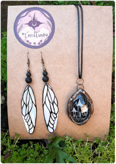 Magic Kit 22 | 1 charm + fairy wings earrings with volcanic stones