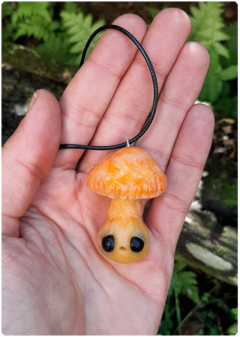 Mushroom Being Amulet 01 - Yellow | Magical Creature Pendant on internet