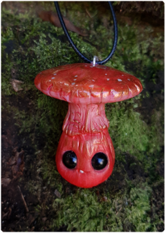 Mushroom Being Amulet 16 - Red | Magical Creature Pendant - online store