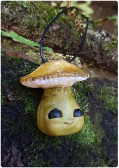 Mushroom Being Amulet 04 - Green | Magical Creature Pendant - online store