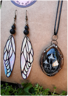 Magic Kit 22 | 1 charm + fairy wings earrings with volcanic stones - online store