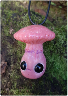 Mushroom Being Amulet 12 - Pink | Magical Creature Pendant - online store