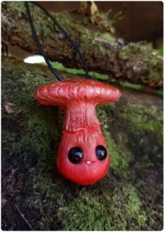 Mushroom Being Amulet 16 - Red | Magical Creature Pendant on internet