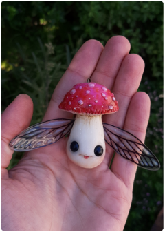 Mushroom Being Amulet 17 - Winged Amanita | Magical Creature Pendant - online store