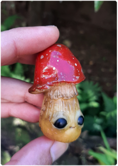 Mushroom Being Amulet 18 - Green Red | Magical Creature Pendant - online store