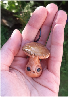 Mushroom Being Amulet 23 - Golden | Magical Creature Pendant - online store