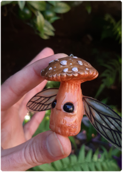 Mushroom Being Amulet 24 - Winged Golden | Magical Creature Pendant - online store