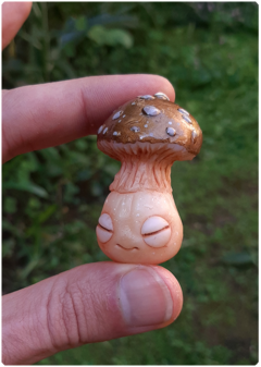 Image of Mushroom Being Amulet 25 - Golden | Magical Creature Pendant