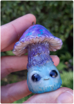 Mushroom Being Amulet 06 - Bluish purple | Magical Creature Pendant on internet