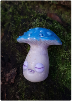 Mushroom Being Amulet 07 - Blue | Magical Creature Pendant on internet