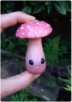 Image of Collectible Miniature: Mushroom Being 14 - Pink | Fungus Art Doll