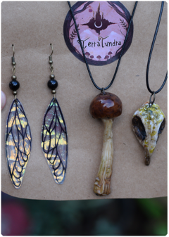 amulet kit mushroom fantasy earring fairyblack onyx magic nature terratundra art gustavo floering