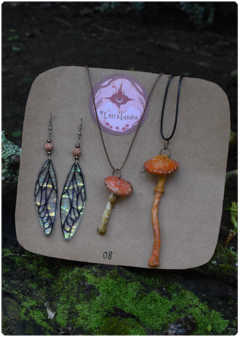 amulet kit mushroom fantasy earring fairy magic nature terratundra art gustavo floering