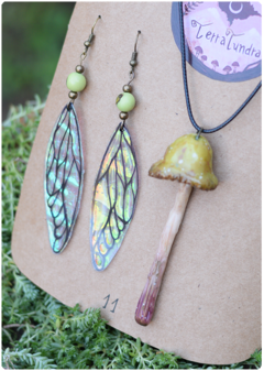 Magic Kit 11 | 1 mushroom charm + fairy wings earrings - online store