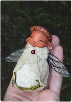 KIT 05 Mushroom Baby Fairy Art Doll + 2 pairs of Fairy Wings Earrings - online store