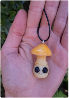 Mushroom Being Amulet 02 - Yellow | Magical Creature Pendant on internet