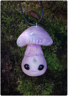 Mushroom Being Amulet 13 - Iridescent Pastel | Magical Creature Pendant - online store