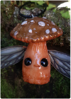 Image of Mushroom Being Amulet 24 - Winged Golden | Magical Creature Pendant