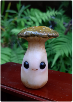 Collectible Miniature: Mushroom Being 08 - Green | Fungus Art Doll - buy online