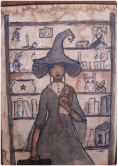 Grimoire LUX the Doll Witch | Handmade Magic Diary 250pgs, Original Painting Cover - TerraTundra - Artes Mágicas