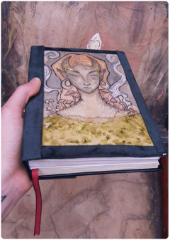 Image of Grimoire LUX Mushroom being | Handmade Magic Diary 200pgs, Original Painting Cover