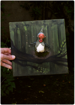 Quadro 3D "Ninho de fada na floresta" - Tela original, pintura + escultura - loja online