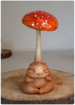 Art Doll KINO, Amanita Baby Mushroom Being - Magic Fungus OOAK Sculpture - TerraTundra - Artes Mágicas