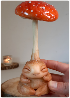 Art Doll KINO, Amanita Baby Mushroom Being - Magic Fungus OOAK Sculpture - buy online