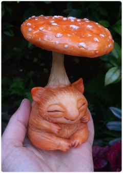 Art Doll FUKI, Foxy Baby Mushroom Being - Magic Fungus OOAK Sculpture - TerraTundra - Artes Mágicas