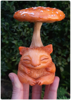 Art Doll FUKI, Foxy Baby Mushroom Being - Magic Fungus OOAK Sculpture