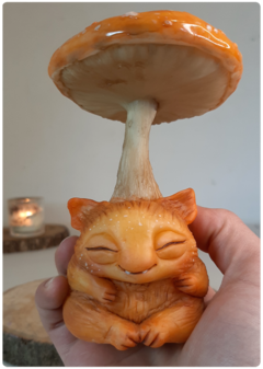 Art Doll FUKI, Foxy Baby Mushroom Being - Magic Fungus OOAK Sculpture