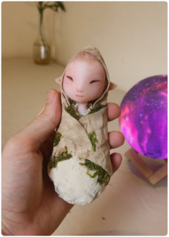 Baby Elf 1 - Articulated Elven Art Doll, Unique Elemental OOAK Doll