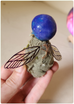 Baby Mushroom Fairy 2 - Blue Elemental Art Doll Sculpture on internet