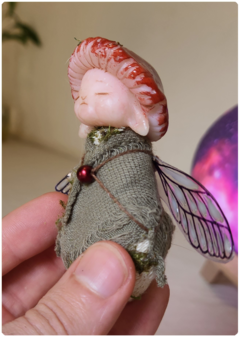 Image of Baby Mushroom Fairy 1 - Elemental Amanita Art Doll Sculpture