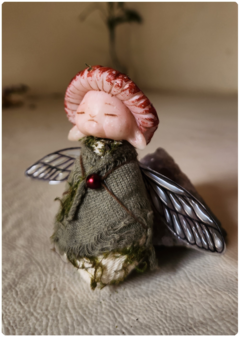 Baby Mushroom Fairy 1 - Elemental Amanita Art Doll Sculpture