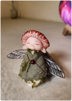 Baby Mushroom Fairy 1 - Elemental Amanita Art Doll Sculpture on internet