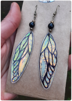 1 pair of Cicada Fairy Wings Earrings - Unique handcrafted creation