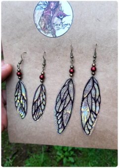 2 pairs of Cicada Fairy Wings Earrings - Small and Big | Unique handcrafted creation